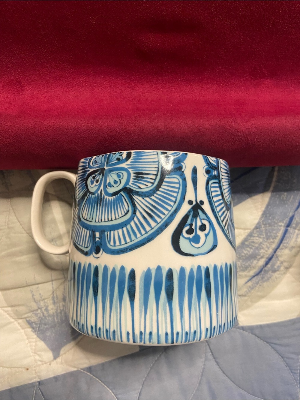 ANTHROPOLOGIE Blue Floral OSCAR Coffee Mug